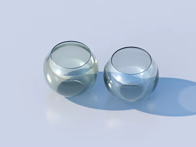 Set Of Two Transparent Spherical Glass Containers For Daily Home Decor 3d model