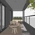 Modern Home Balcony Design With Rattan Furniture Green Plants And Scenic View