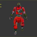 Red Armored Robot Game Movie Character Featuring Mechanical Body And Metal Armor