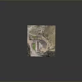 Aerial View Of Ancient Amphitheater Ruins With Green Grass And Historical Landscape