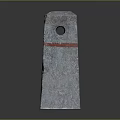 Textured Concrete Roadside Marker With Red Horizontal Line And Top Hole
