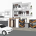 Modern Detached Villa Exterior With Multiple Floors Large Windows Balconies Greenery And Parked Cars