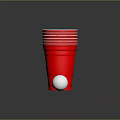 Red Plastic Cups Stack And Single Cup Along With White Ball For Everyday Use 3d model