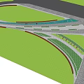 Modern Road Infrastructure Design With Curved Lanes And Green Landscape Areas