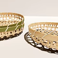 Natural Handwoven Bamboo Baskets Three Stacked And One Separate Decorative Storage Containers