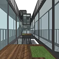 Modern Multi Storey Container Building With Glass Windows And Connected Walkways 3d model