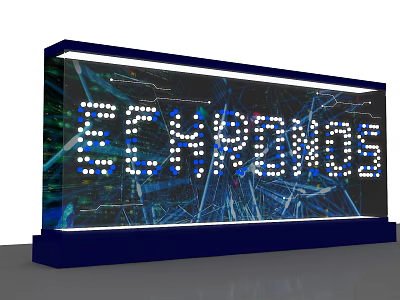 Digital Blue LED Check-in Display With ECHRWDOS Lettering And Large Screen 3d model