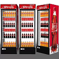 Beverage Display Refrigerators With Red Glass Doors Stocked With Various Drinks 3d model