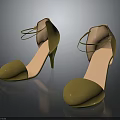 Women's Yellow Strappy High Heels Featuring Round Toe Stiletto Heel And Light Pink Sole