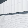 White Textured Bedroom Accent Wall With Wavy And Embossed Panel Designs 3d model