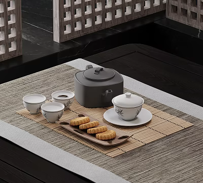 010 Tea Set New Chinese Tea Set Teapot Teacup 3d model