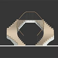 Modern Spiral Staircase With Wooden Handrail Black Railings And Light Colored Steps