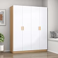Modern Minimalist Wardrobe Interior With Hanging Shirts Folded Clothes And Storage Boxes 3d model