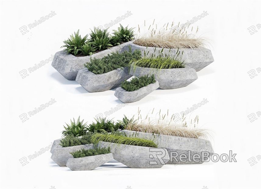 Modern flower bed flower pond model