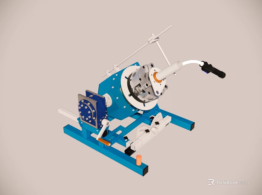 Blue Industrial Pipe Welding Machine With Rotary Disc Handle And Stable Base 3d model