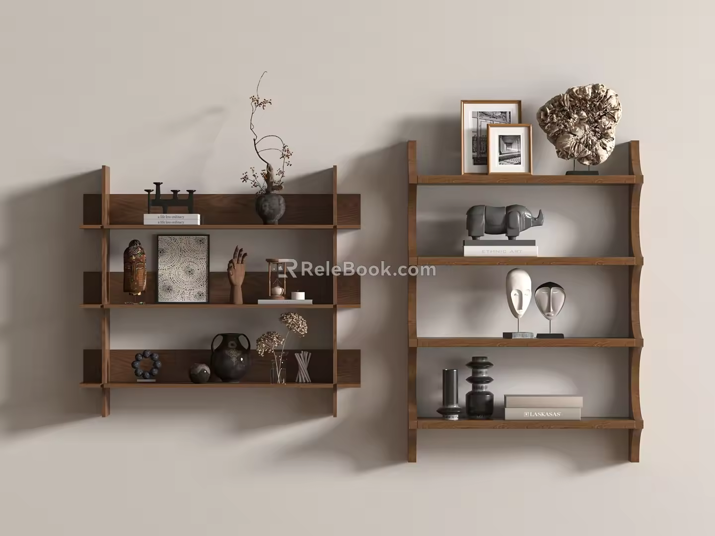 Middle Ancient Bookshelf Middle Style Bookshelf 3d model