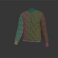 Green Quilted Jacket With Diamond Pattern Stand Collar And Long Sleeves 3d model