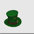 Green St Patricks Day Top Hat with Clover Design and Leather Belt Buckle