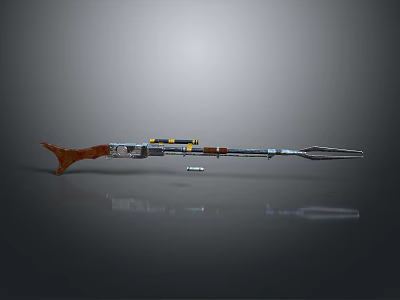High Quality Vintage Rifle With Wooden Stock Metal Barrel And Scope 3d model