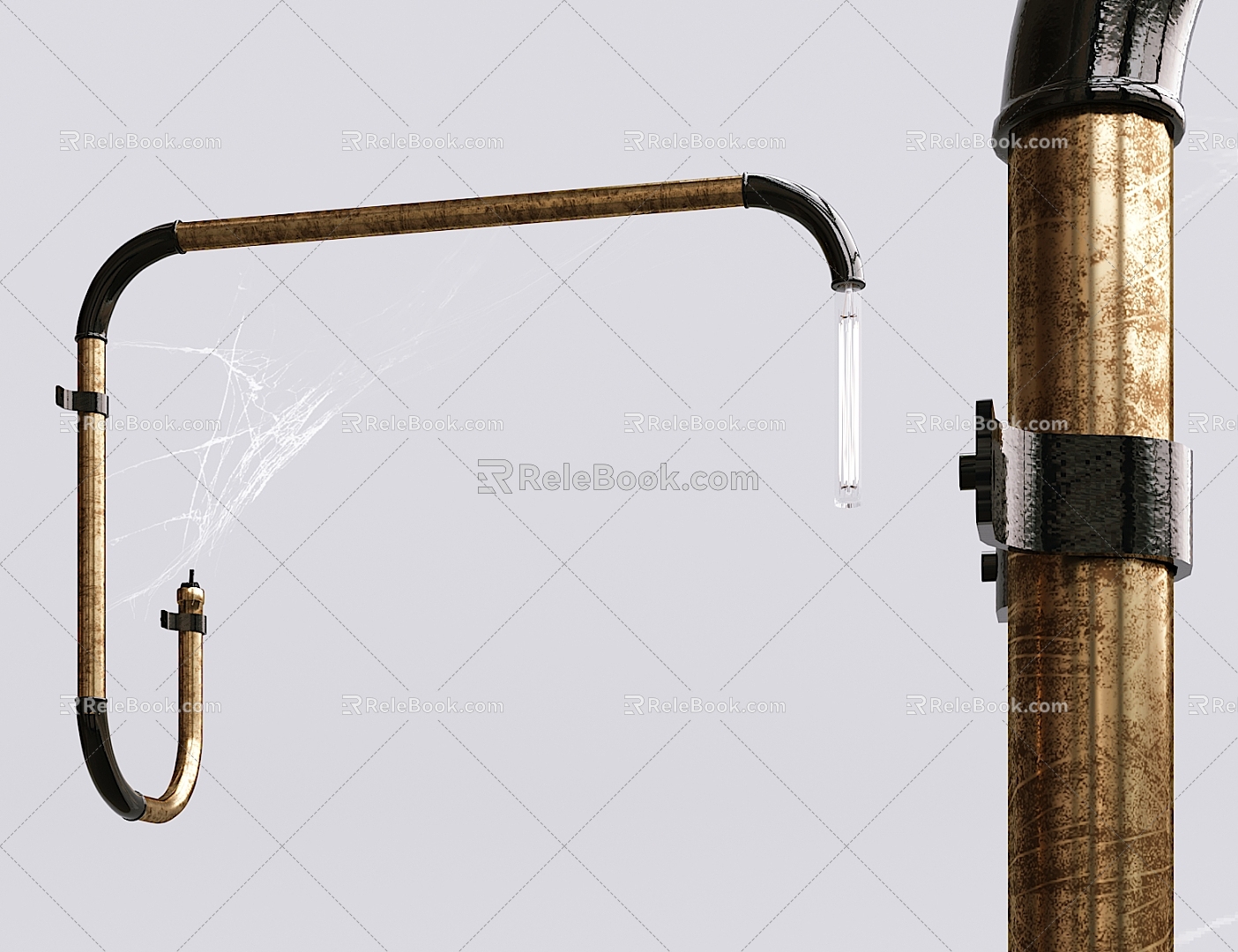 Industrial LOFT wall lamp wrought iron water pipe wall lamp 3d model