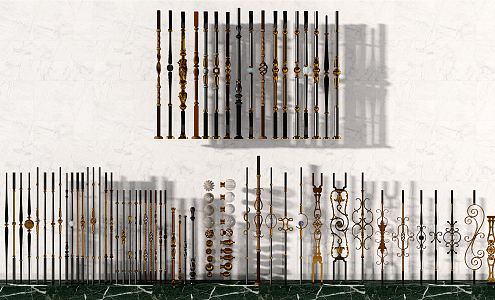 European Railing Classical Iron Stair Railing Combination 3d model