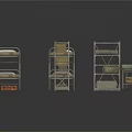 Industrial Style Metal Bunk Beds With Mattresses Shelving Units And Storage Carts