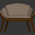 Modern Single Sofa With Wooden Frame Beige Upholstery And Curved Backrest Cushion