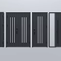 Modern Security Doors with Multiple Designs Including Vertical Stripes and Glass Panels 3d model