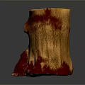 Natural Tree Stump Sculpture With Red Accent And Polished Wood Texture