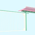 Green Framed Event Gate With Red Roof And White Grille Structure