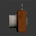 Vintage Lighting Combination With Wooden Body Metal Handle And Silver Reflector