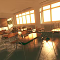 Retro nostalgic solid wood classroom 3d model
