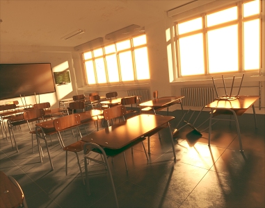 Retro nostalgic solid wood classroom 3d model