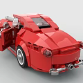 Building Blocks Crafted Red Vintage Car Model with Detailed Classic Design