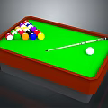 Billiard Table Interior With Green Felt Surface Colorful Balls Cue And White Cue Ball