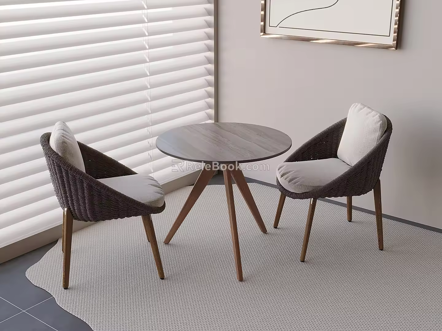 Solid Wood Casual Tables and Chairs 3d model