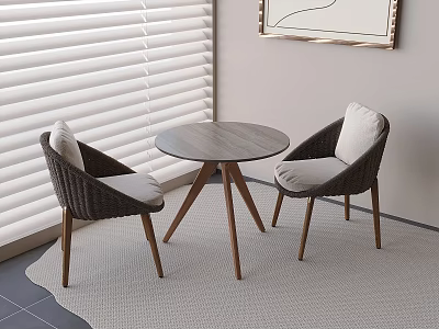 Solid Wood Casual Tables and Chairs 3d model