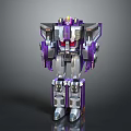 Purple And Silver Transformers Toy With Mechanical Structure And Yellow Head Details 3d model