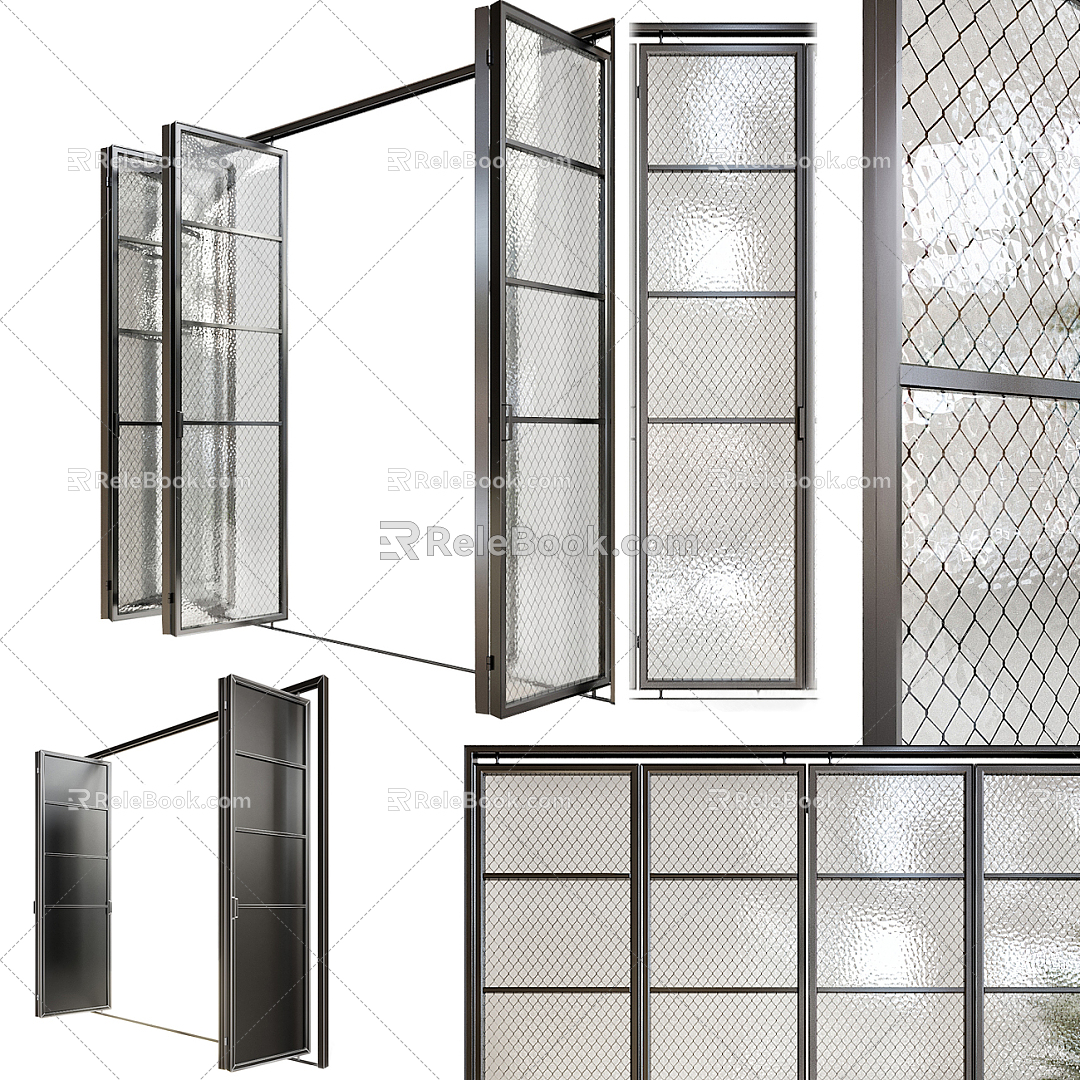 Modern folding door glass sliding door 3d model