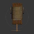 Traditional Bamboo Cart With Curved Roof Structure And Wooden Wheels Design