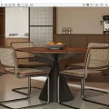 Middle ancient style log dining table and chair combination 3d model