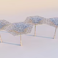 Elegant Modern Garden Pergola With Hexagonal Metal Openwork Structure And Multiple Units 3d model