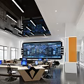 Control Room Interior Design with Large Screen Display Multiple Workstations and Computers 3d model
