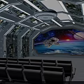 Futuristic Cinema Interior With Modern Lighting Large Space Scene Screen And Comfortable Seats