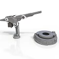 Gray Industrial Mechanical Components With Metal Rod Bolts And Circular Base