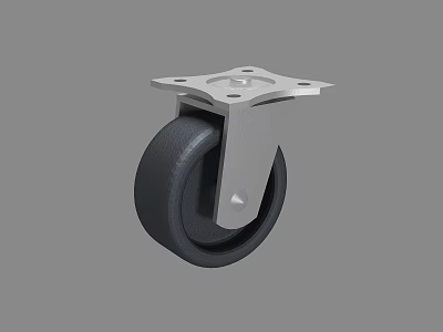 Durable Metal Base Caster Wheel With Black Rubber Tread For Industrial Use 3d model