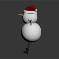Festive Snowman With Red Santa Hat Carrot Nose Black Buttons Stick Arms And Black Boots