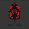 Ergonomic Gaming Chair with Black Red Patterned Design Armrests and Wheeled Base