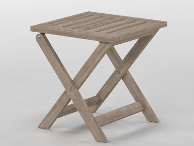 Simple Style Wooden Stool Featuring Cross Legs Sturdy Structure and Natural Wood Finish 3d model