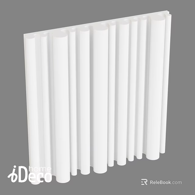 Modern Wall Design Featuring White Vertical Decorative Strips For Home Interior 3d model 